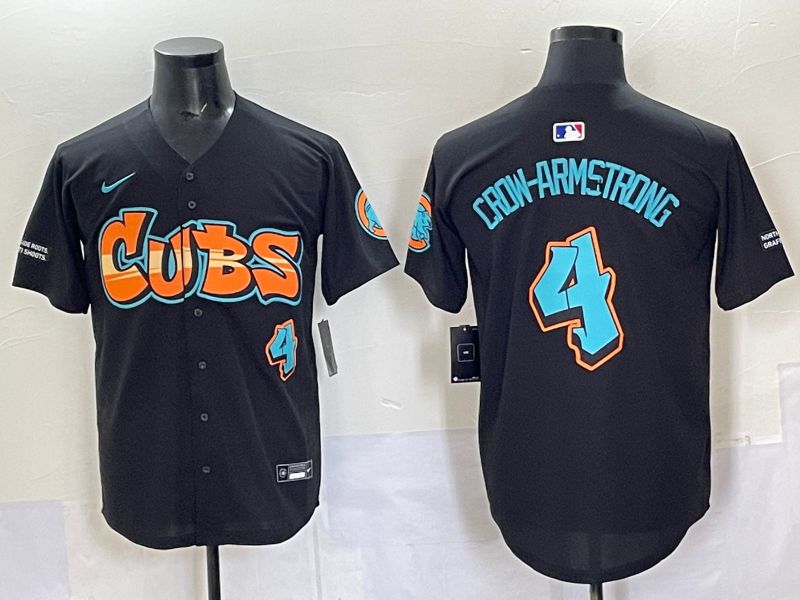 Men 2025 Chicago Cubs 4 Crow-Armstrong Black Seventh generations Joint Name Nike MLB Jersey style 1